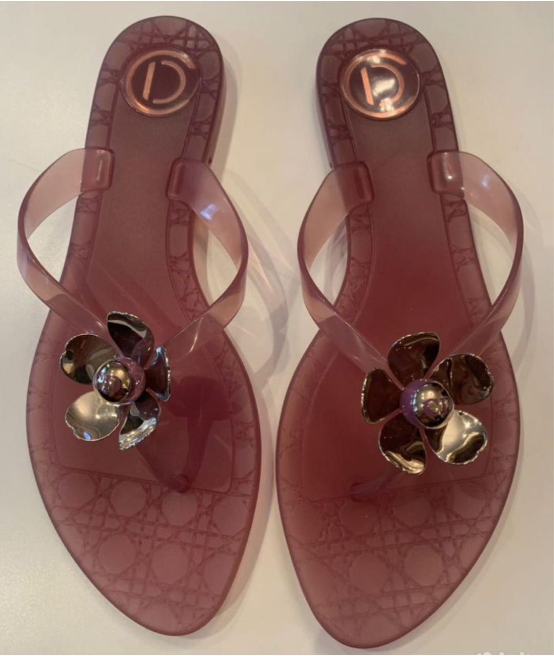 CHRISTIAN DIOR Бордовые шлепанцы, фото 2