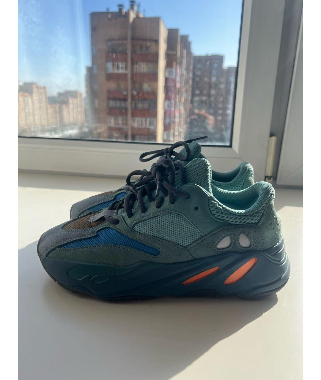 ADIDAS YEEZY Бирюзовые текстильные кроссовки, фото 8