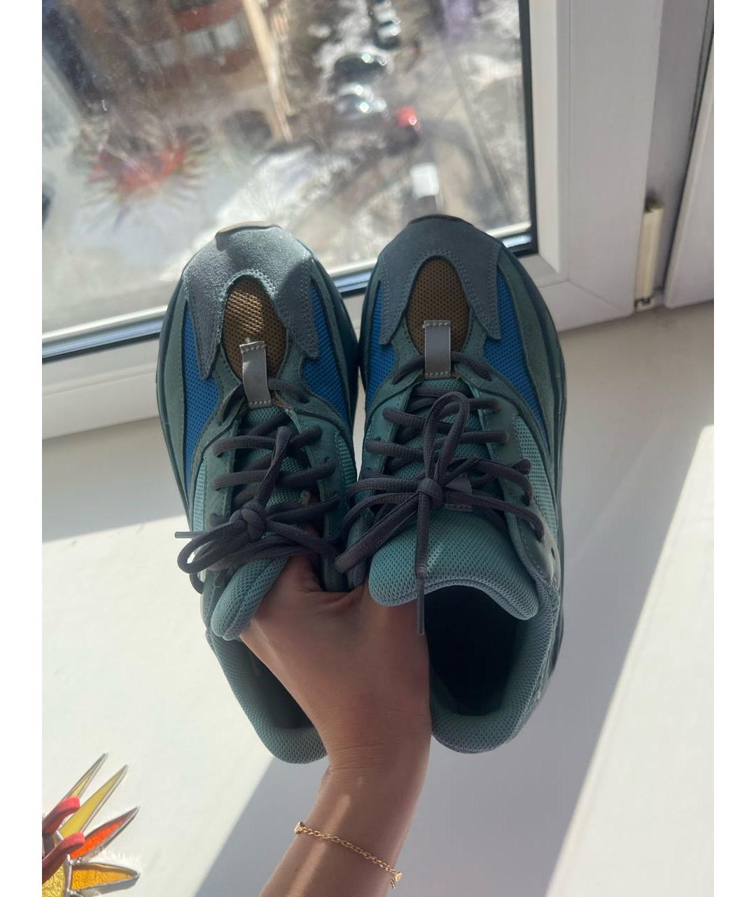 ADIDAS YEEZY Бирюзовые текстильные кроссовки, фото 4