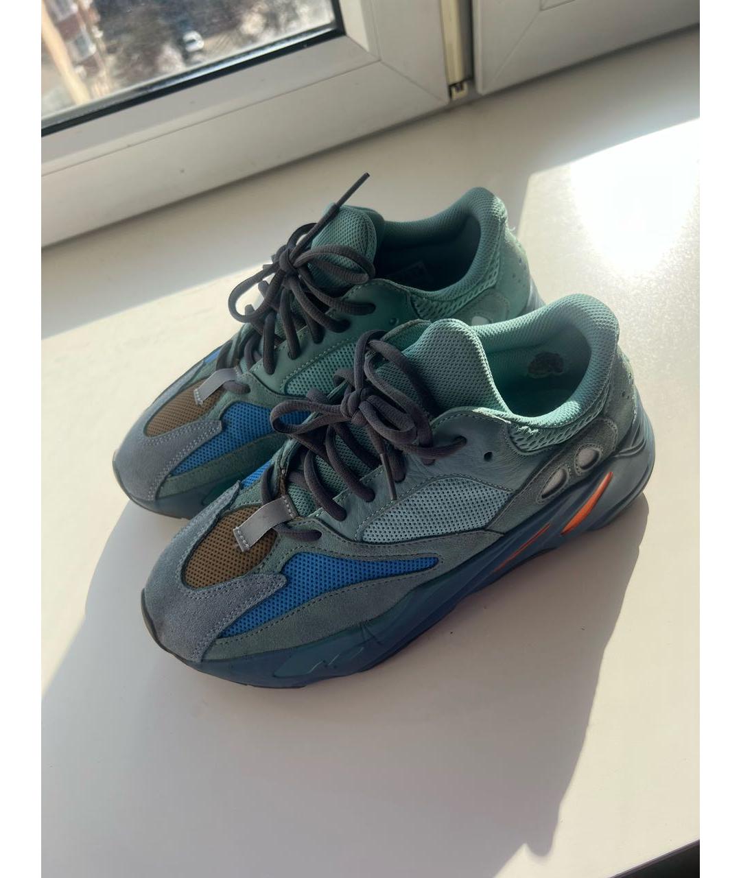 ADIDAS YEEZY Бирюзовые текстильные кроссовки, фото 5