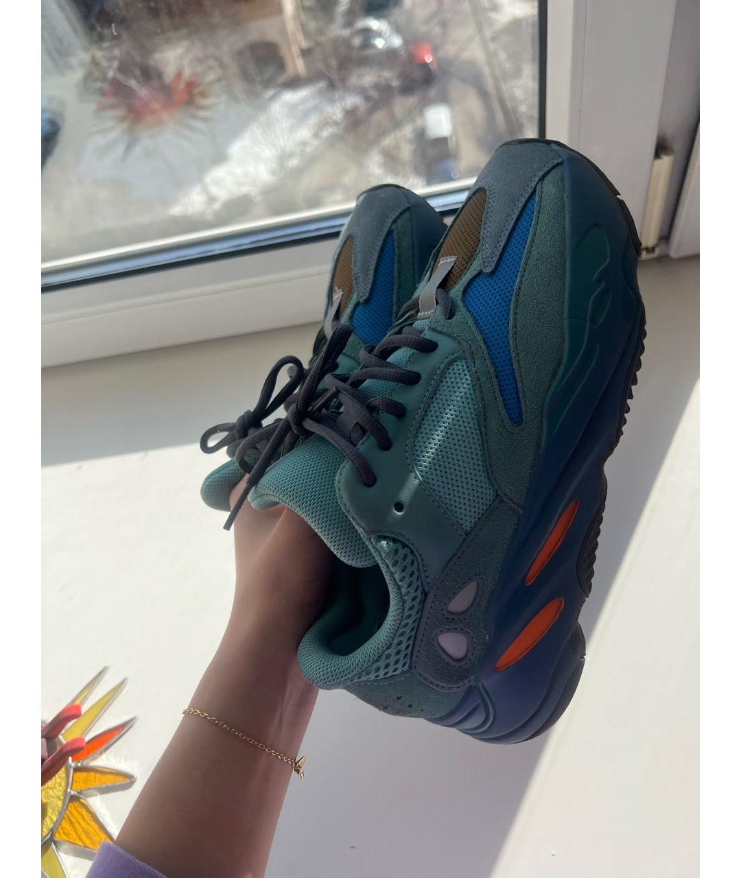 ADIDAS YEEZY Бирюзовые текстильные кроссовки, фото 3