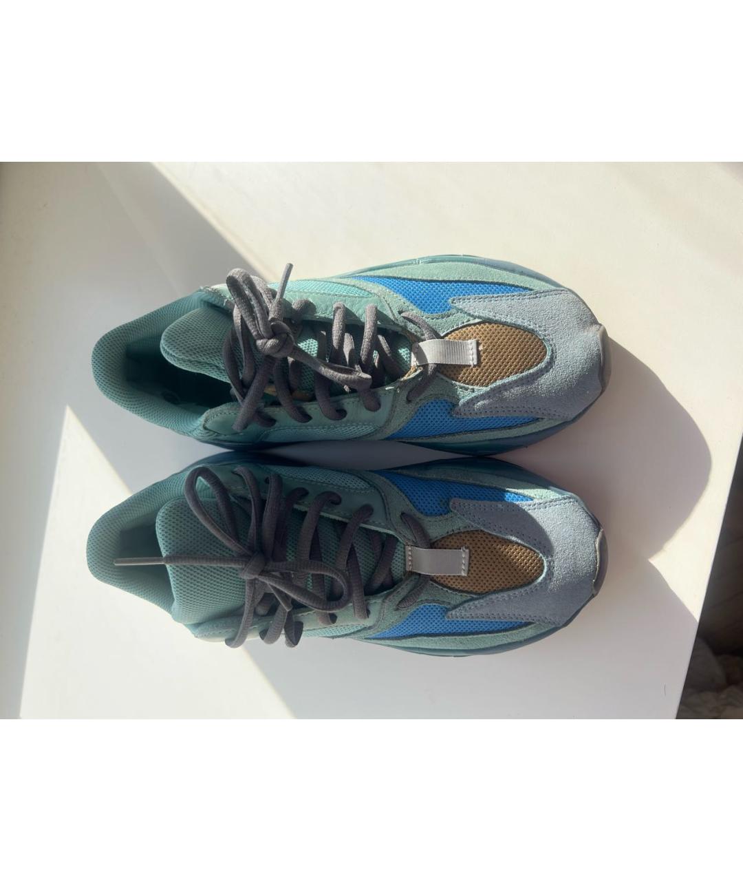 ADIDAS YEEZY Бирюзовые текстильные кроссовки, фото 2