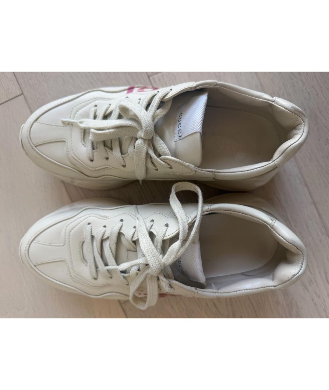 GUCCI Бежевые кожаные кроссовки, фото 3