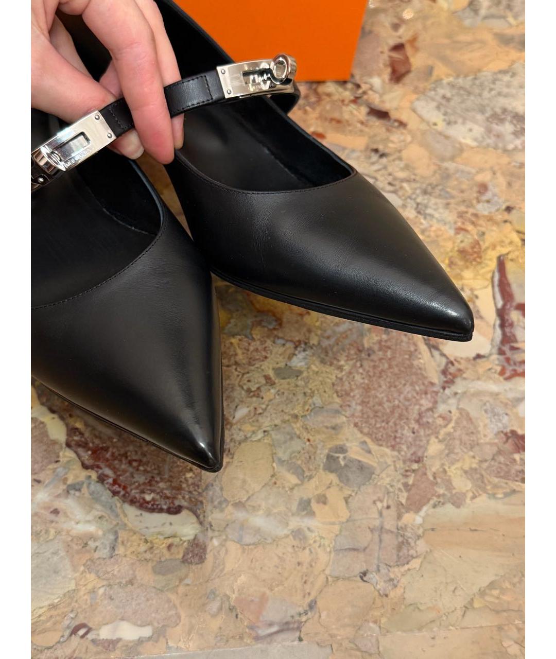 HERMES Черные кожаные туфли, фото 6