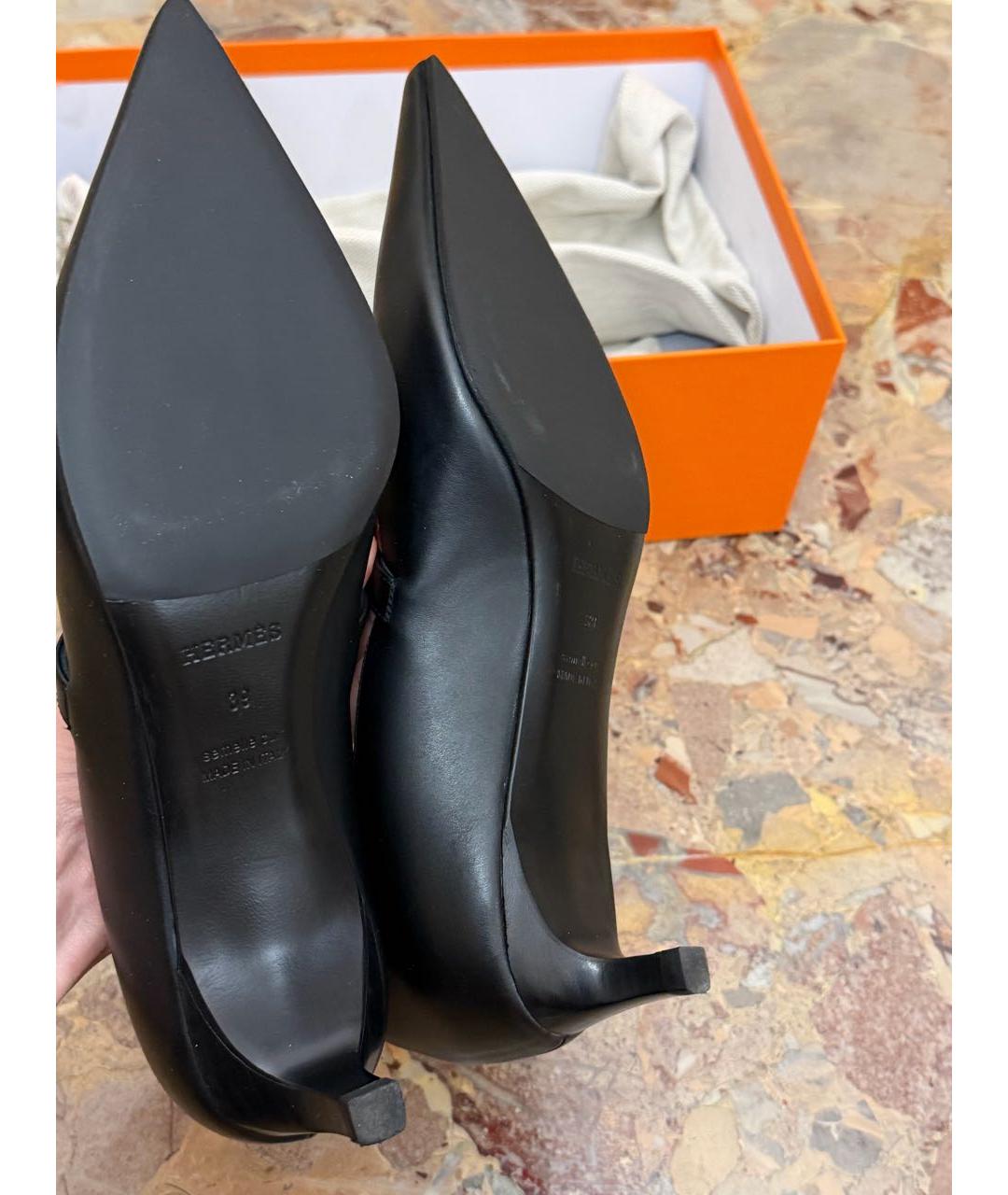 HERMES Черные кожаные туфли, фото 8