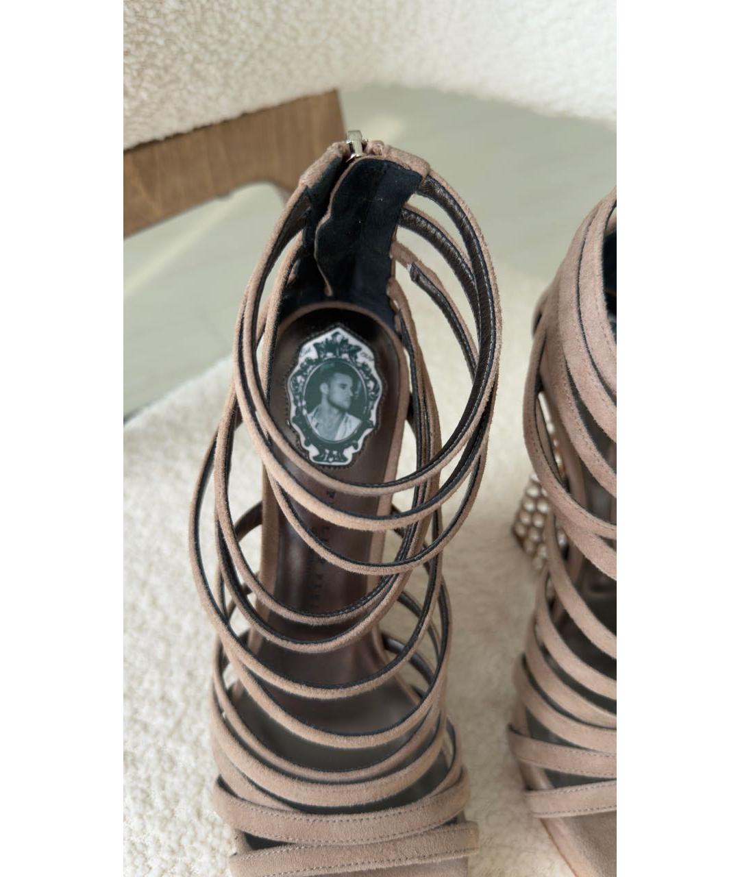 PHILIPP PLEIN Бежевые замшевые босоножки, фото 5