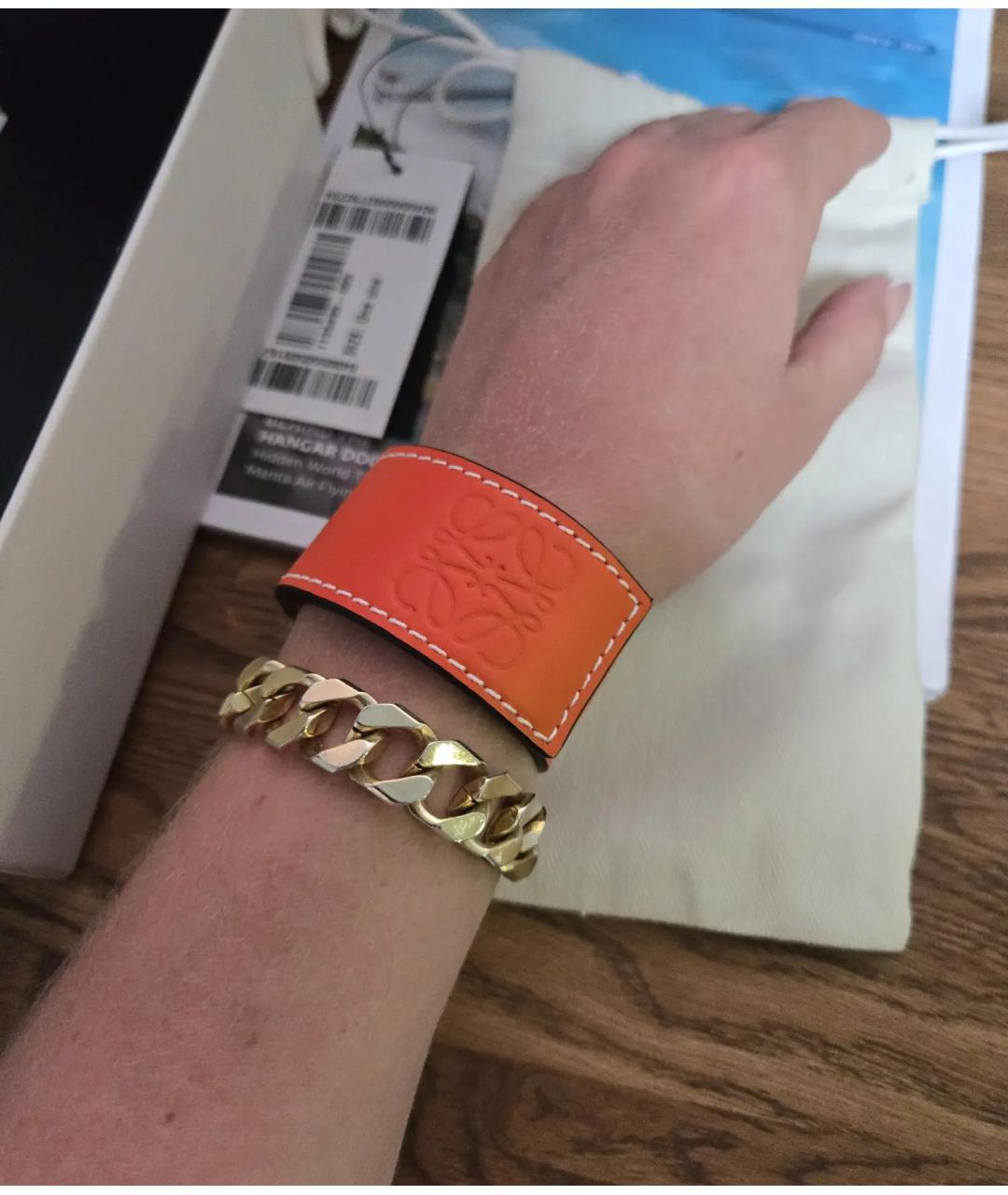 LOEWE Коричневый кожаный браслет, фото 2