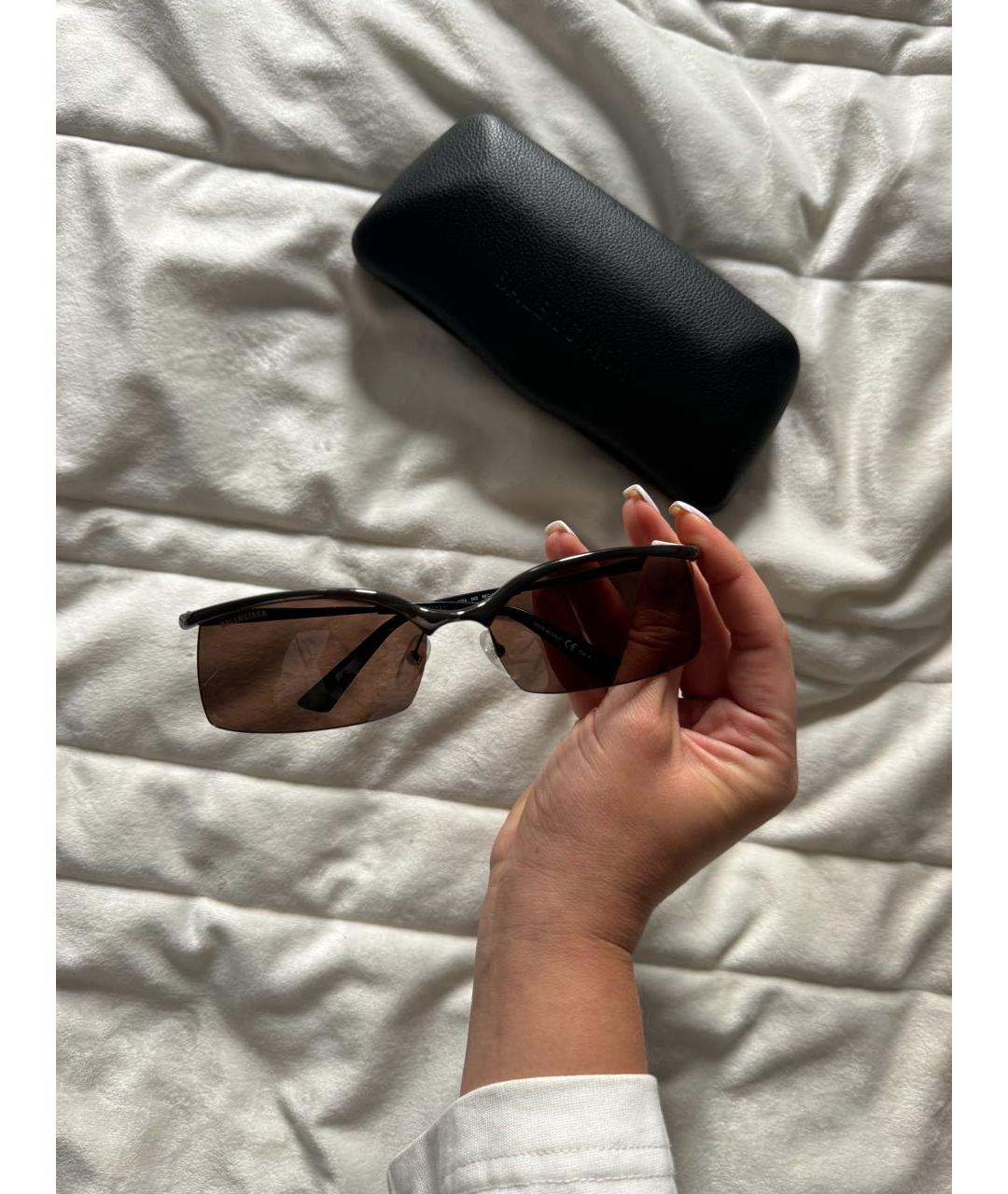 BALENCIAGA Коричневые металлические солнцезащитные очки, фото 6