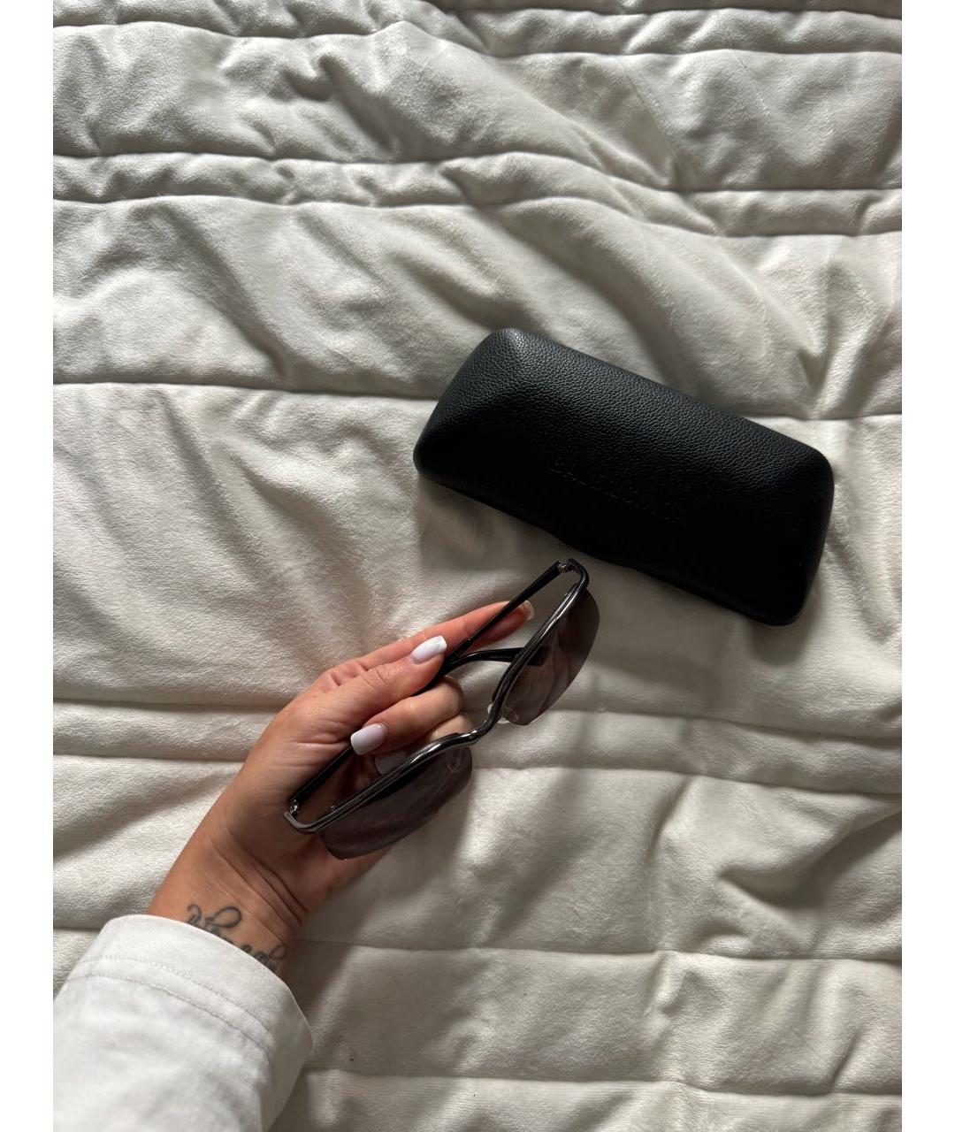 BALENCIAGA Коричневые металлические солнцезащитные очки, фото 3