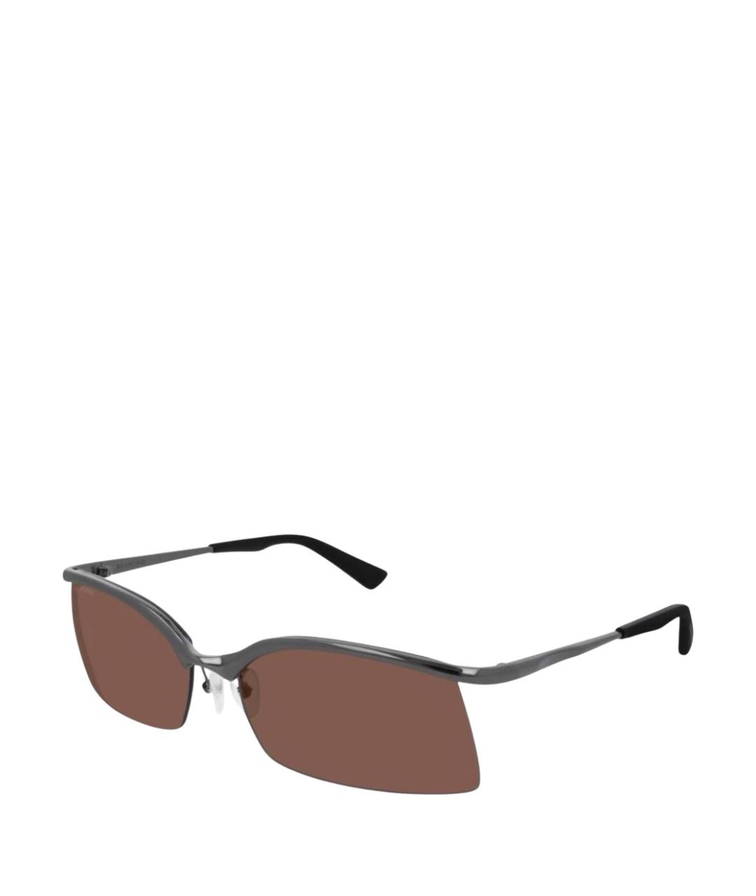 BALENCIAGA Коричневые металлические солнцезащитные очки, фото 1