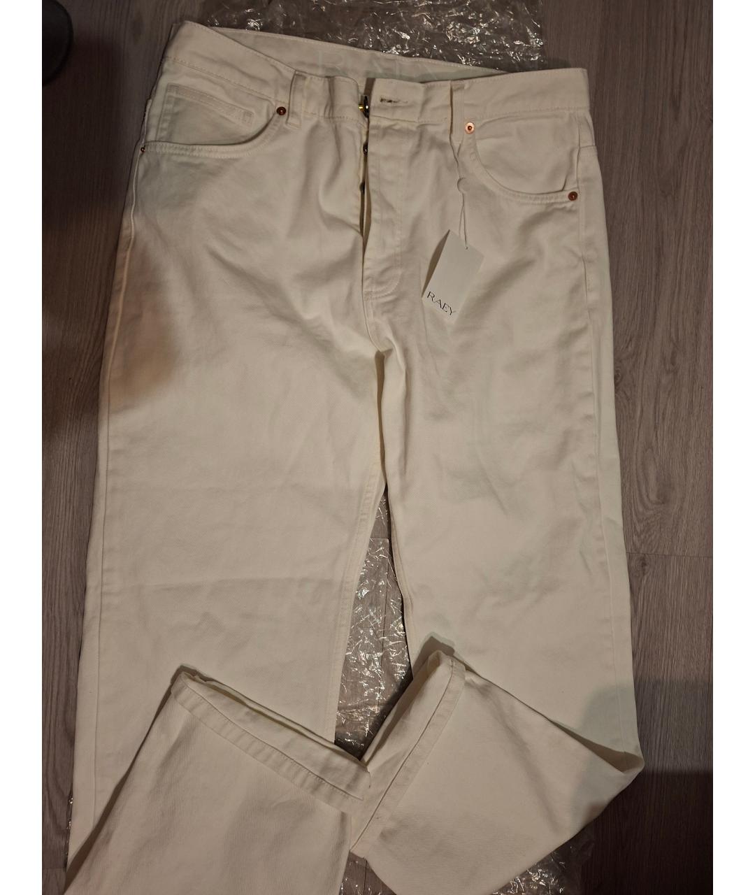 RAEY Белые хлопковые прямые джинсы, фото 7