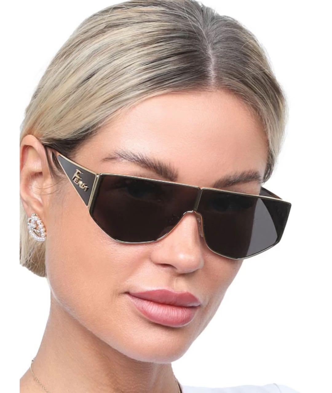 FENDI Черные металлические солнцезащитные очки, фото 2