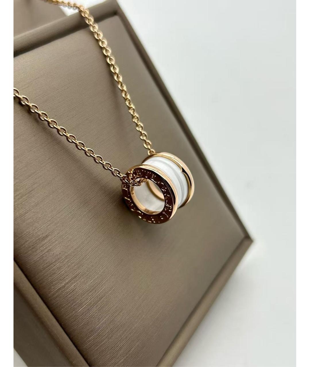 BVLGARI Белая подвеска из розового золота, фото 2