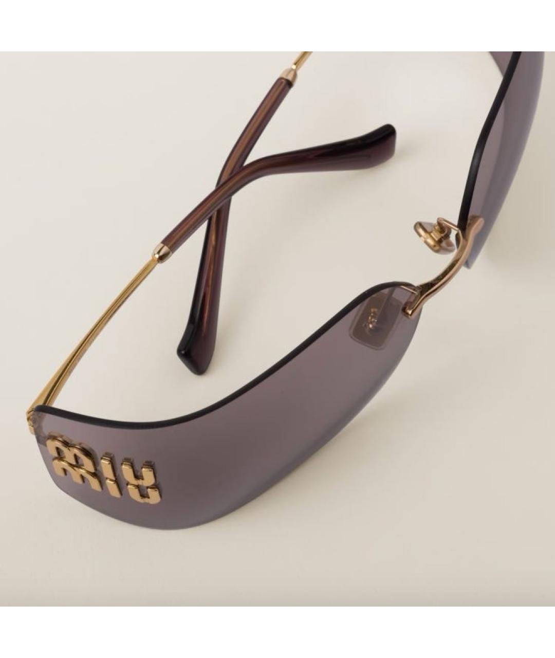 MIU MIU Золотые металлические солнцезащитные очки, фото 4