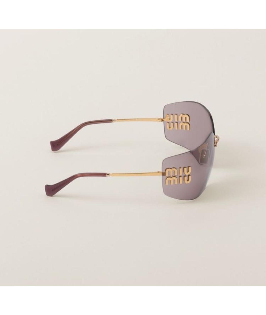 MIU MIU Золотые металлические солнцезащитные очки, фото 3