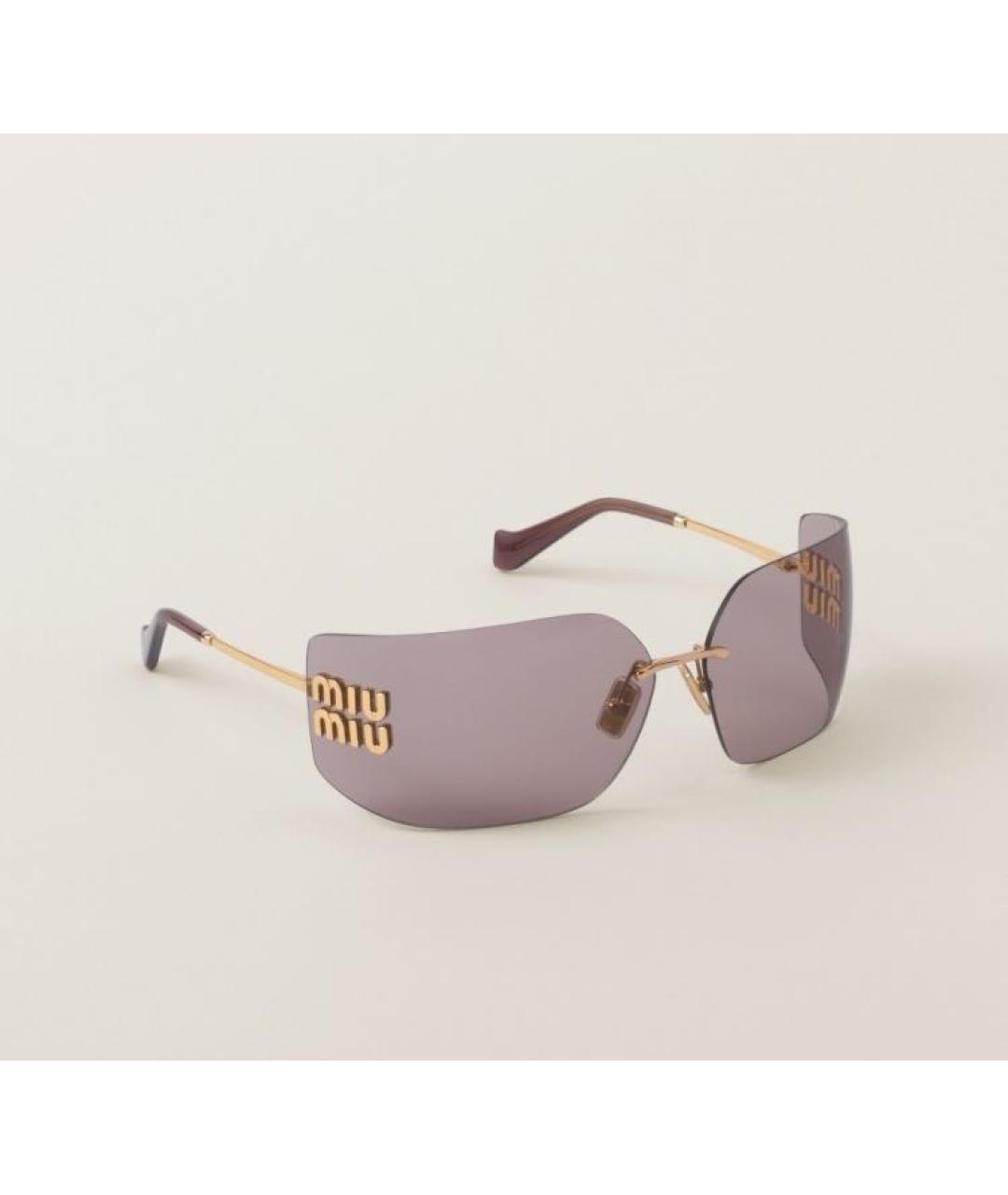 MIU MIU Золотые металлические солнцезащитные очки, фото 2