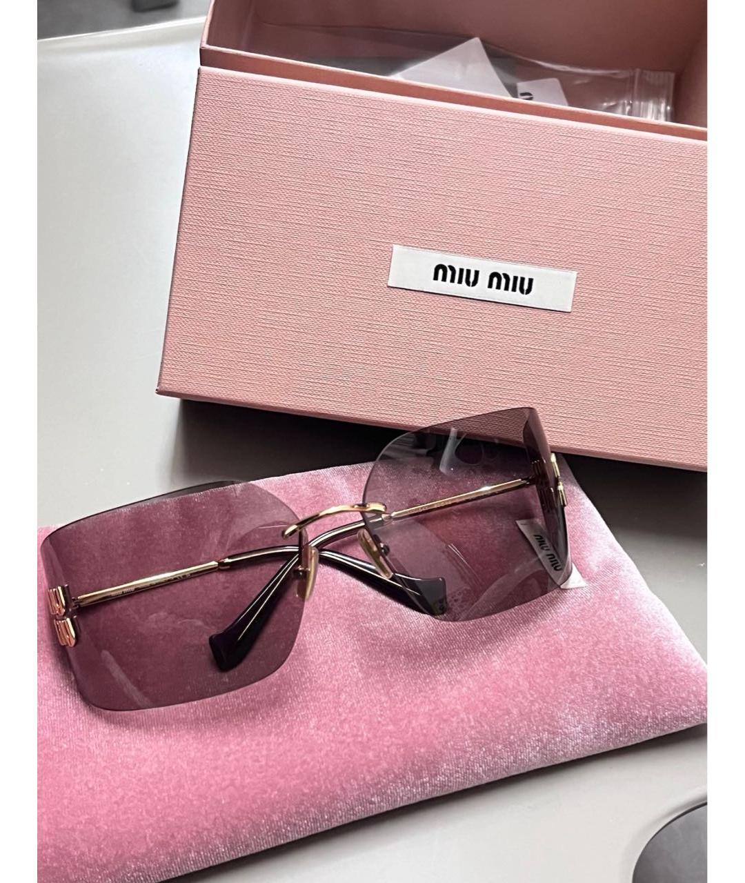 MIU MIU Золотые металлические солнцезащитные очки, фото 6