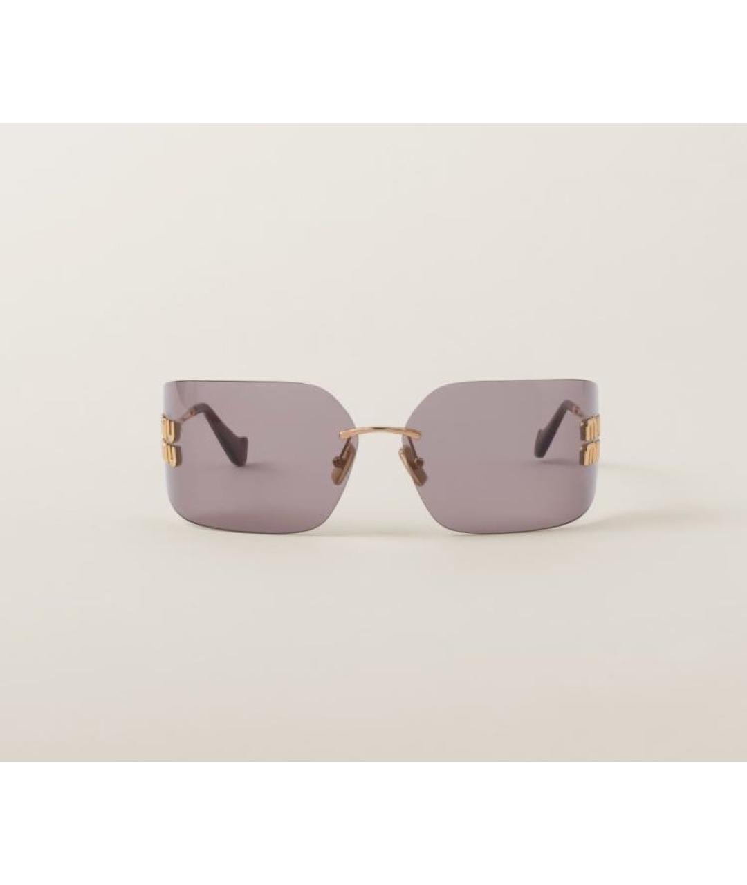 MIU MIU Золотые металлические солнцезащитные очки, фото 7