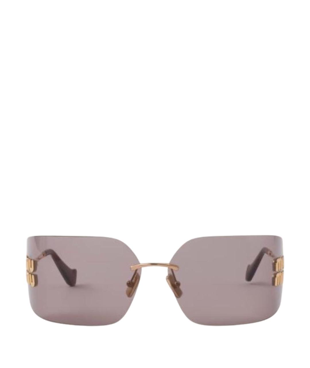 MIU MIU Золотые металлические солнцезащитные очки, фото 1