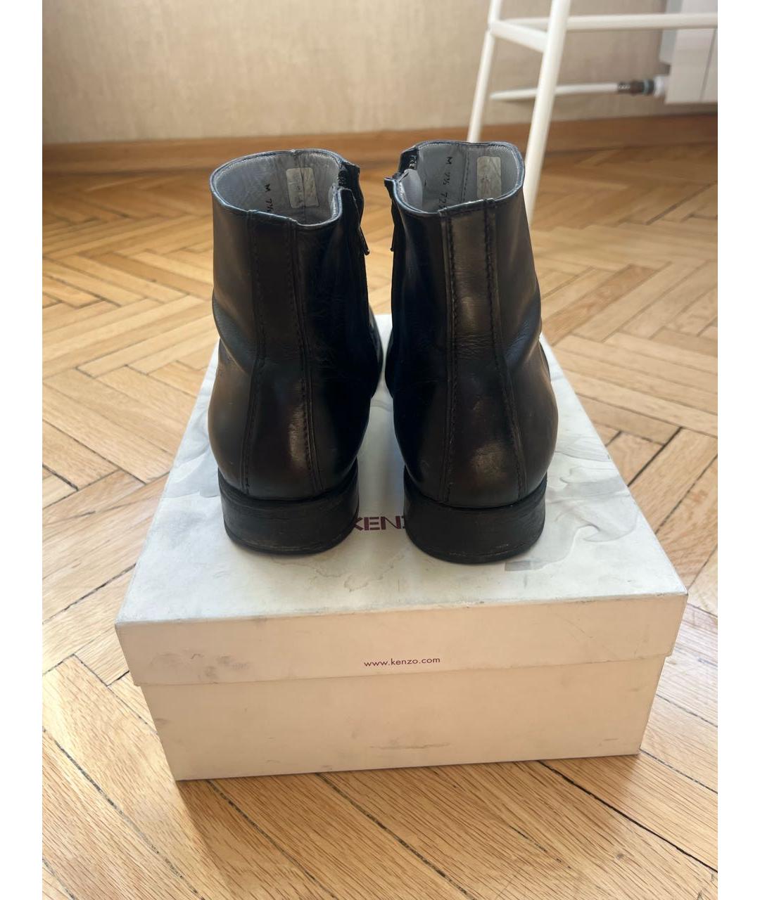 KENZO Черные кожаные высокие ботинки, фото 4
