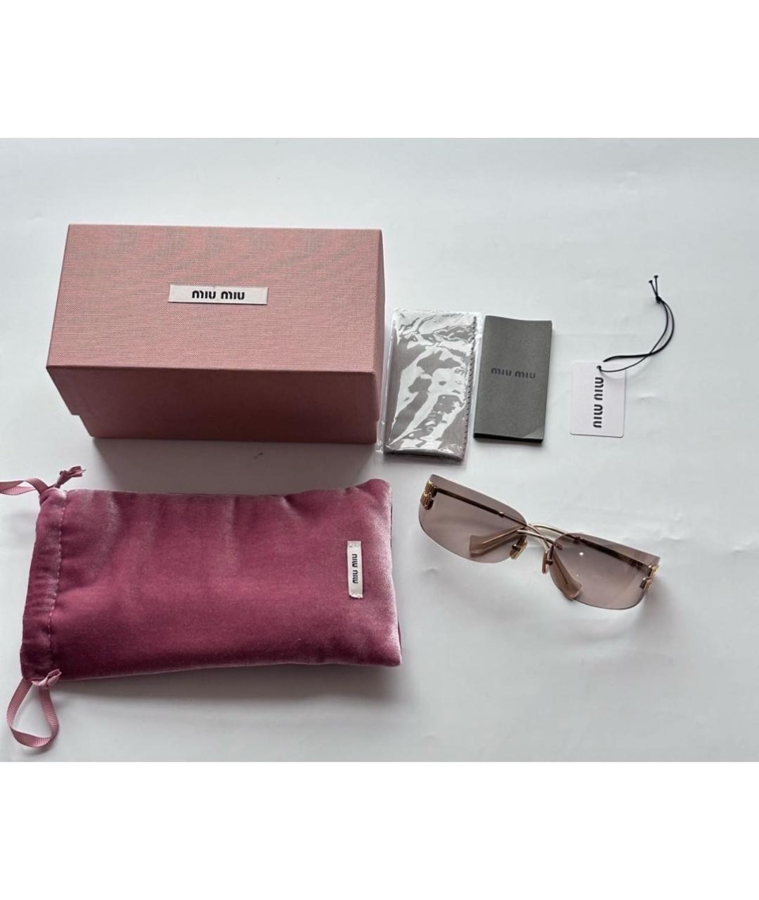 MIU MIU Золотые металлические солнцезащитные очки, фото 4