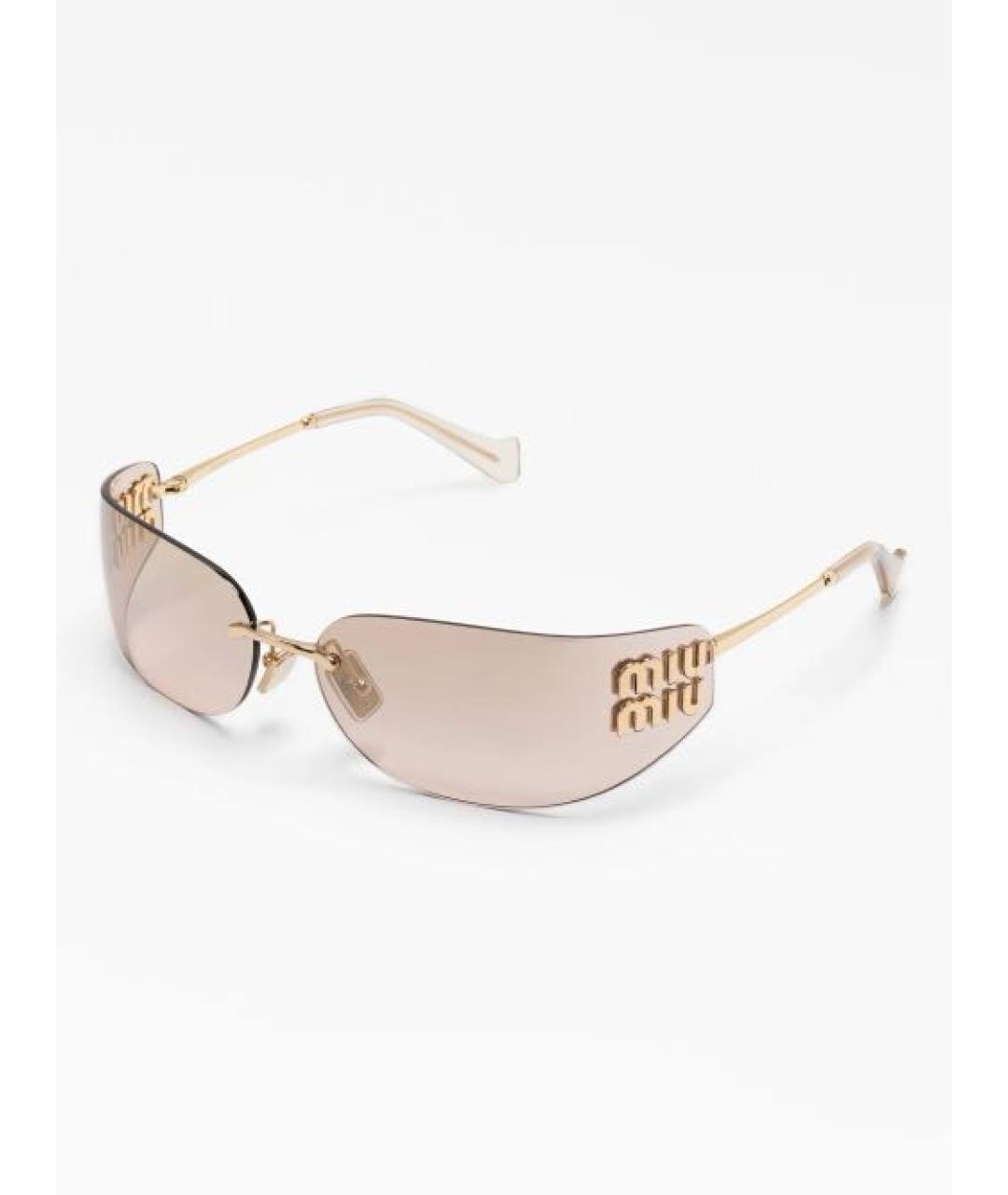 MIU MIU Золотые металлические солнцезащитные очки, фото 5