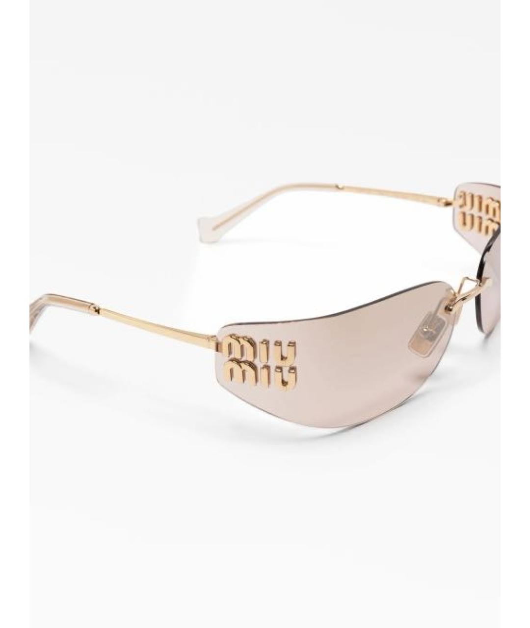 MIU MIU Золотые металлические солнцезащитные очки, фото 2