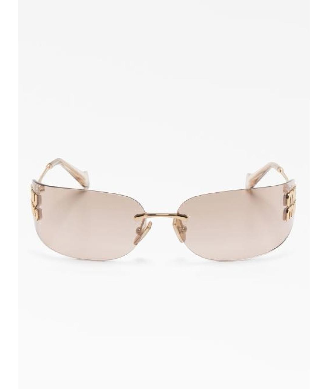 MIU MIU Золотые металлические солнцезащитные очки, фото 3