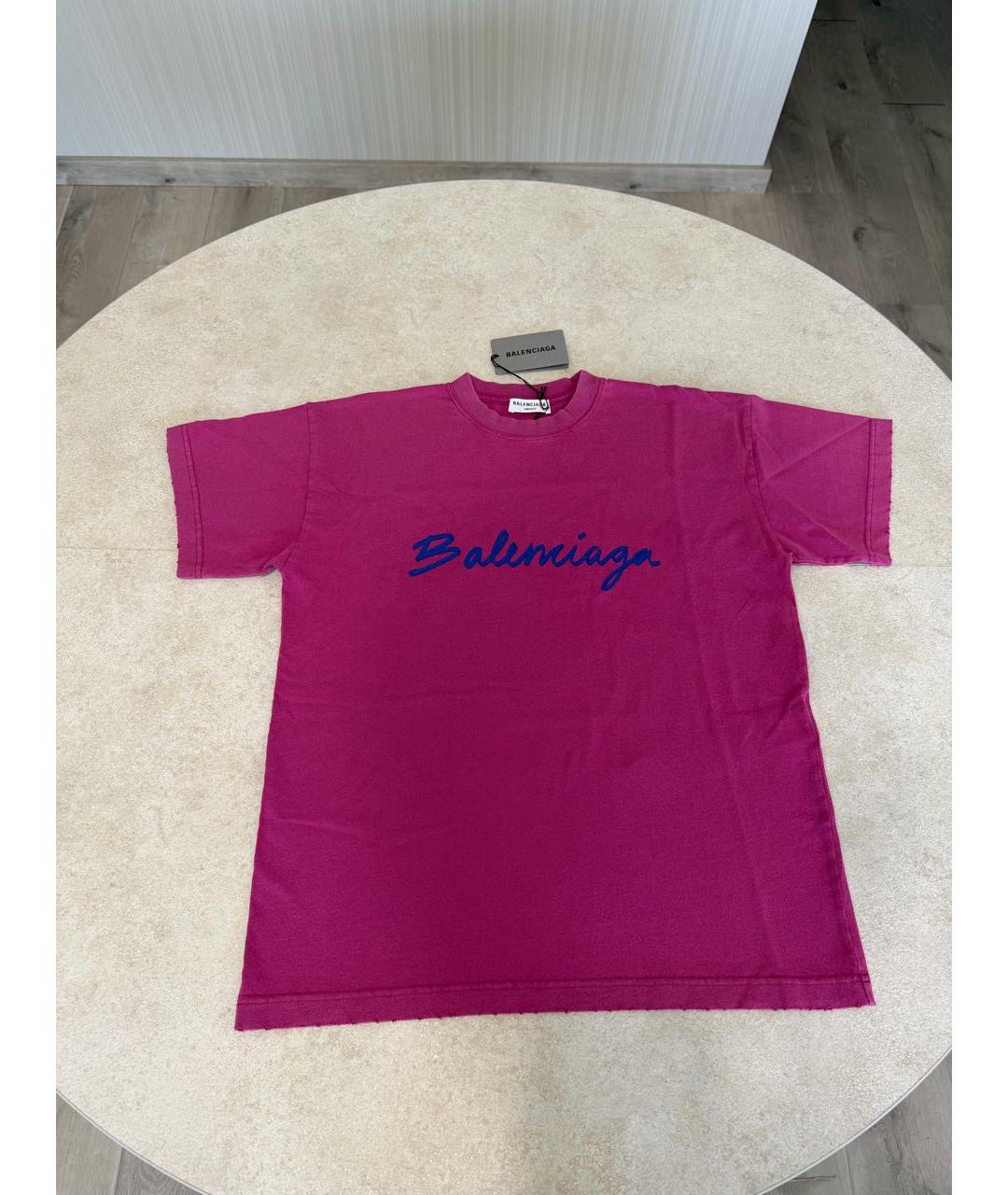 BALENCIAGA Розовая хлопковая футболка, фото 8