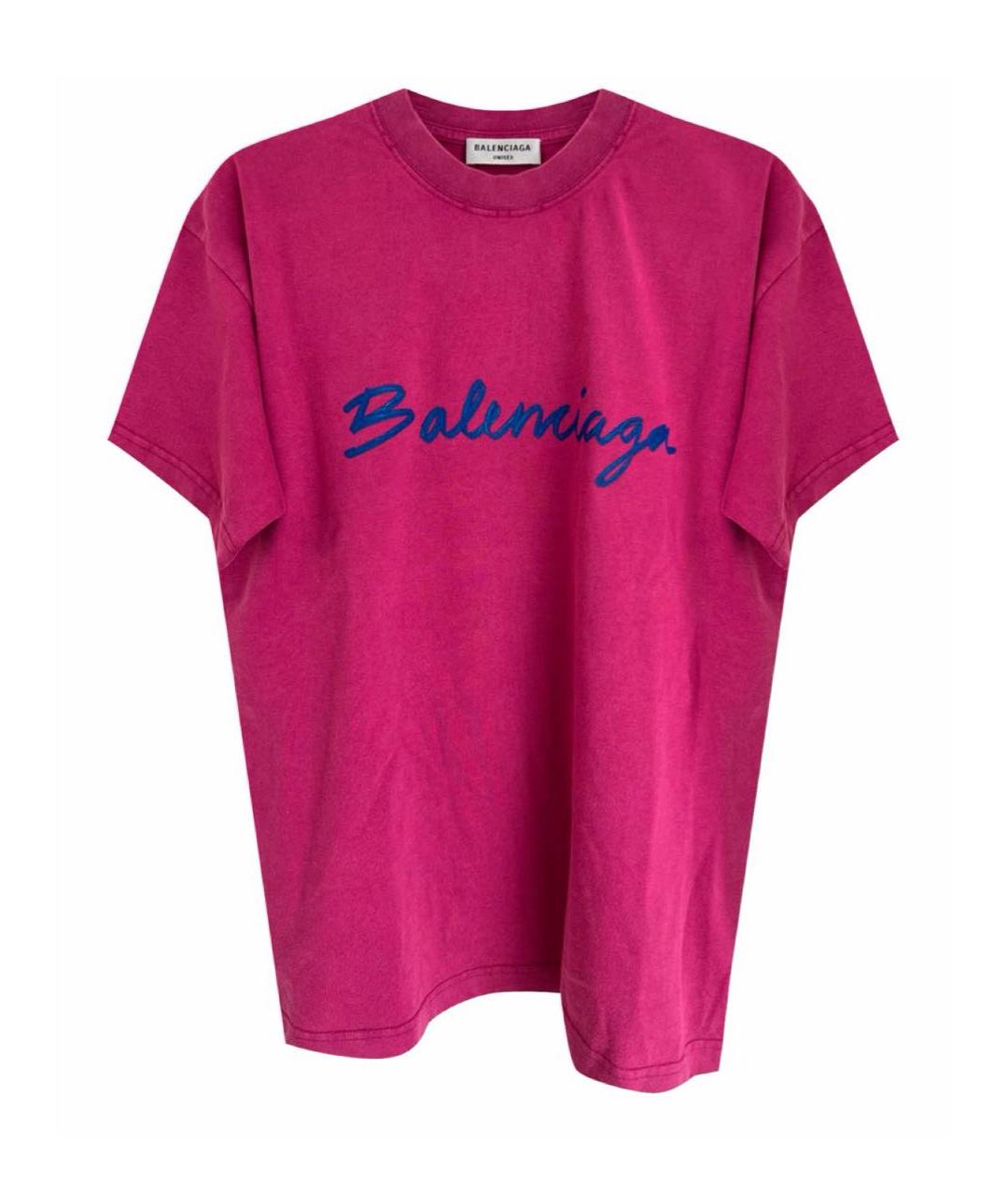 BALENCIAGA Розовая хлопковая футболка, фото 9