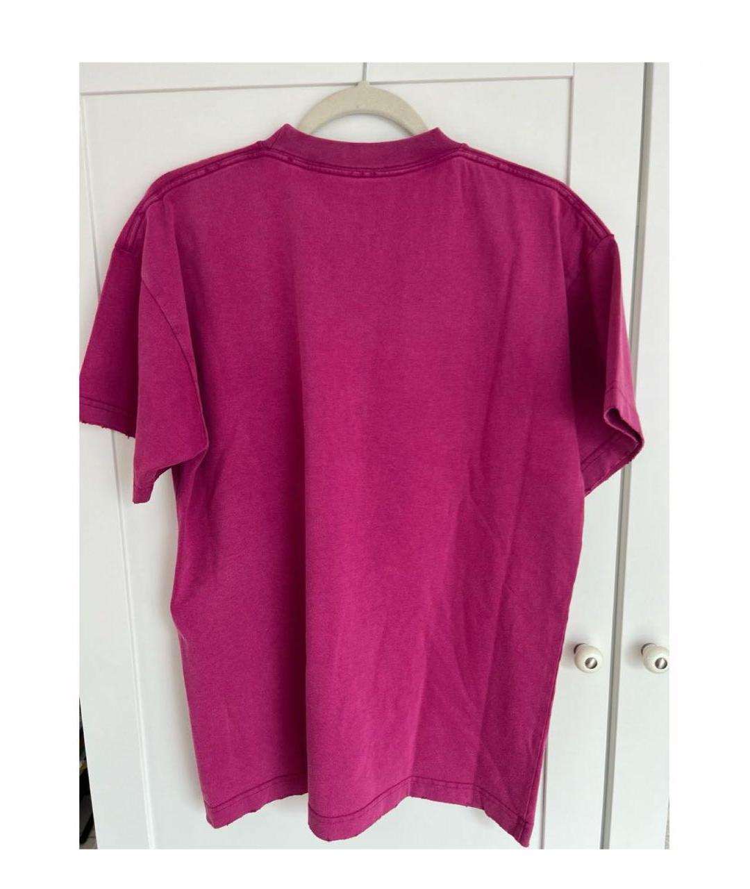 BALENCIAGA Розовая хлопковая футболка, фото 7