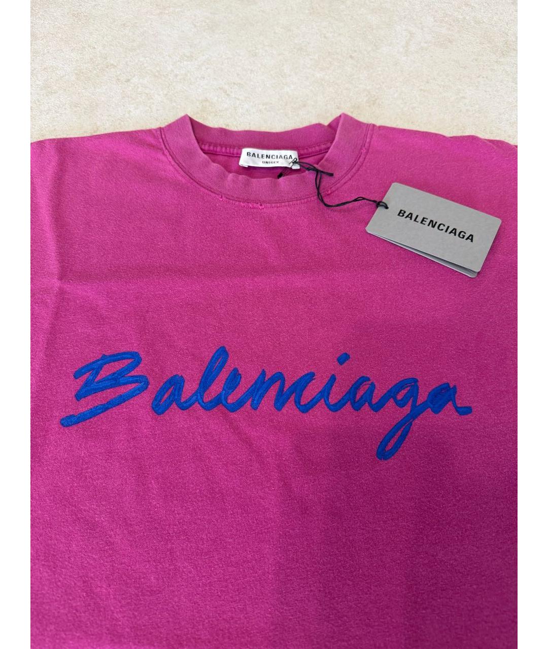 BALENCIAGA Розовая хлопковая футболка, фото 3