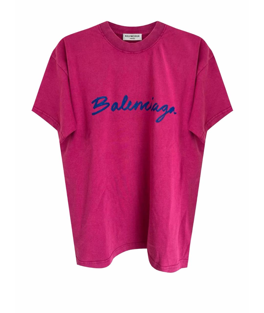 BALENCIAGA Розовая хлопковая футболка, фото 1