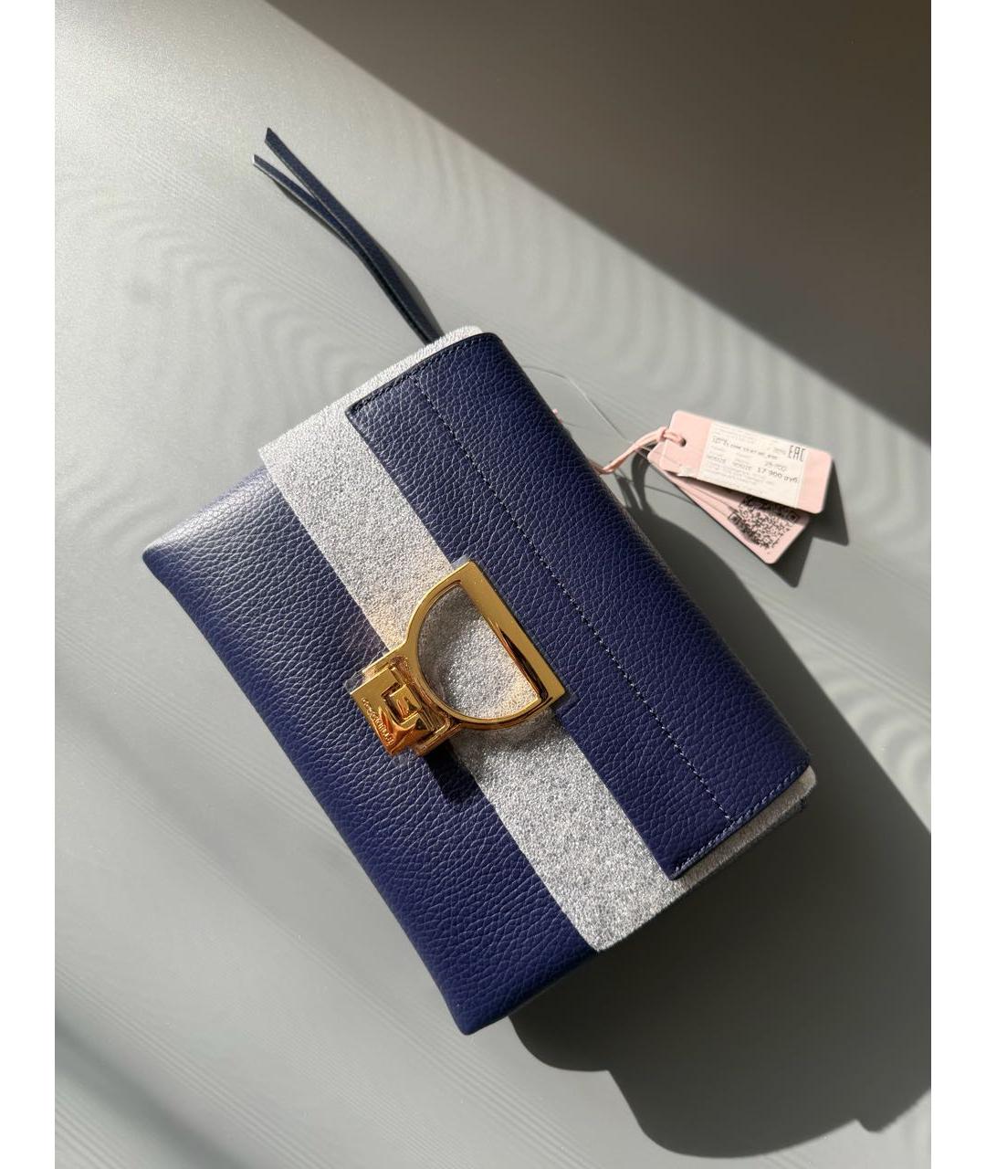 COCCINELLE Темно-синяя кожаная сумка через плечо, фото 2