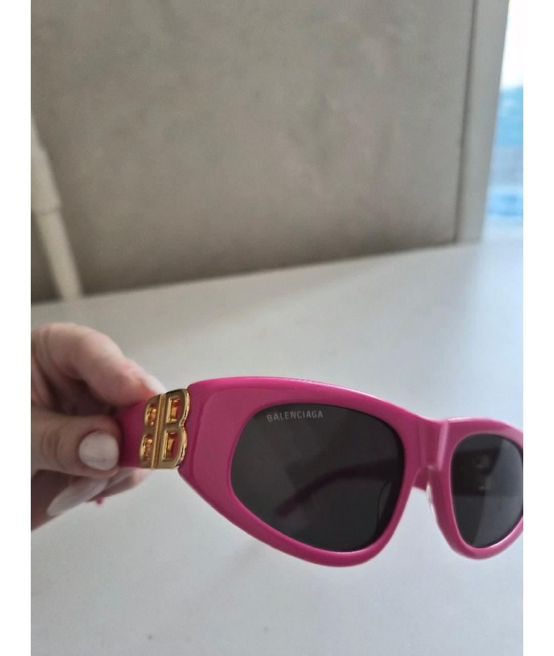 BALENCIAGA Розовые пластиковые солнцезащитные очки, фото 3