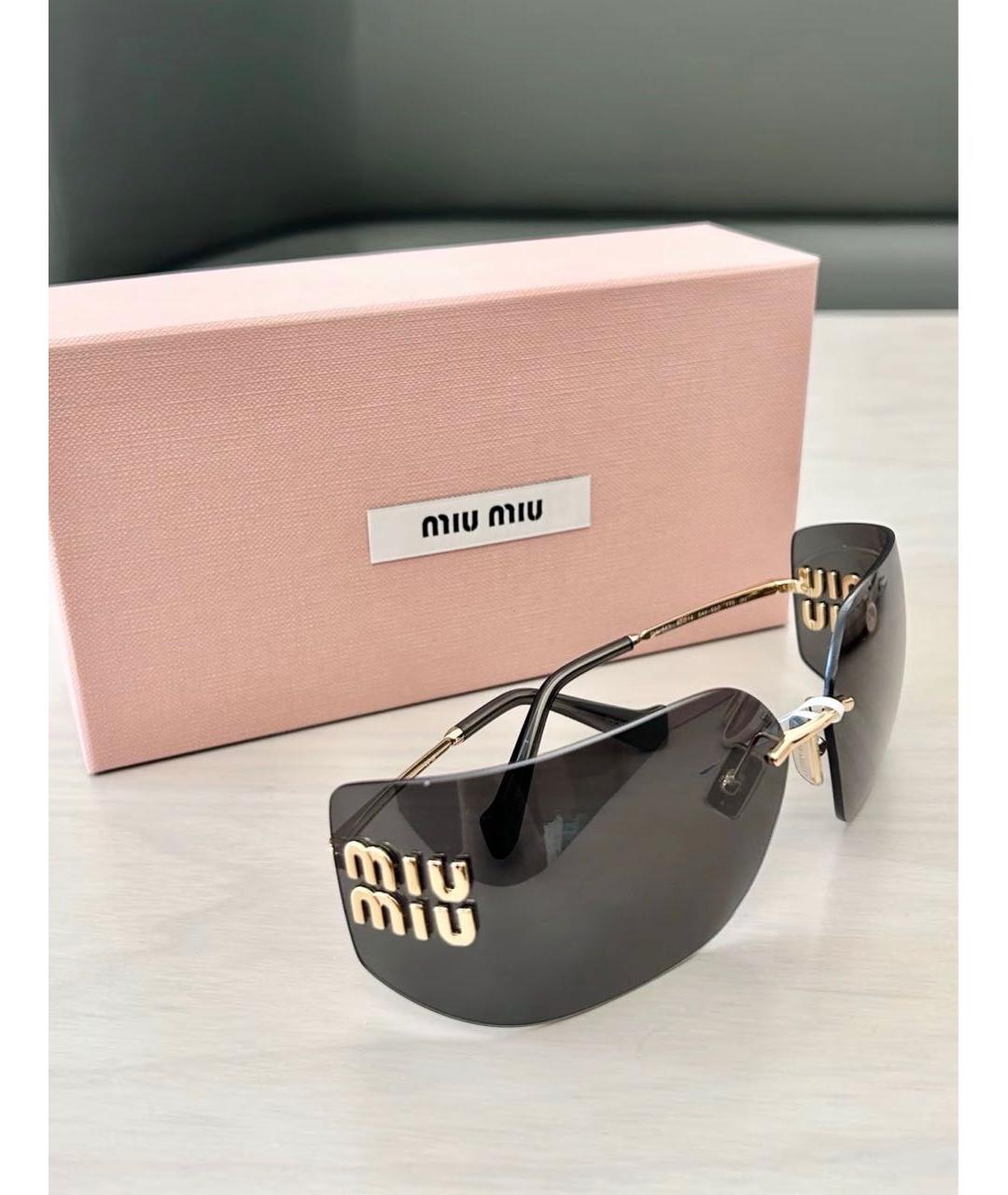 MIU MIU Золотые металлические солнцезащитные очки, фото 5