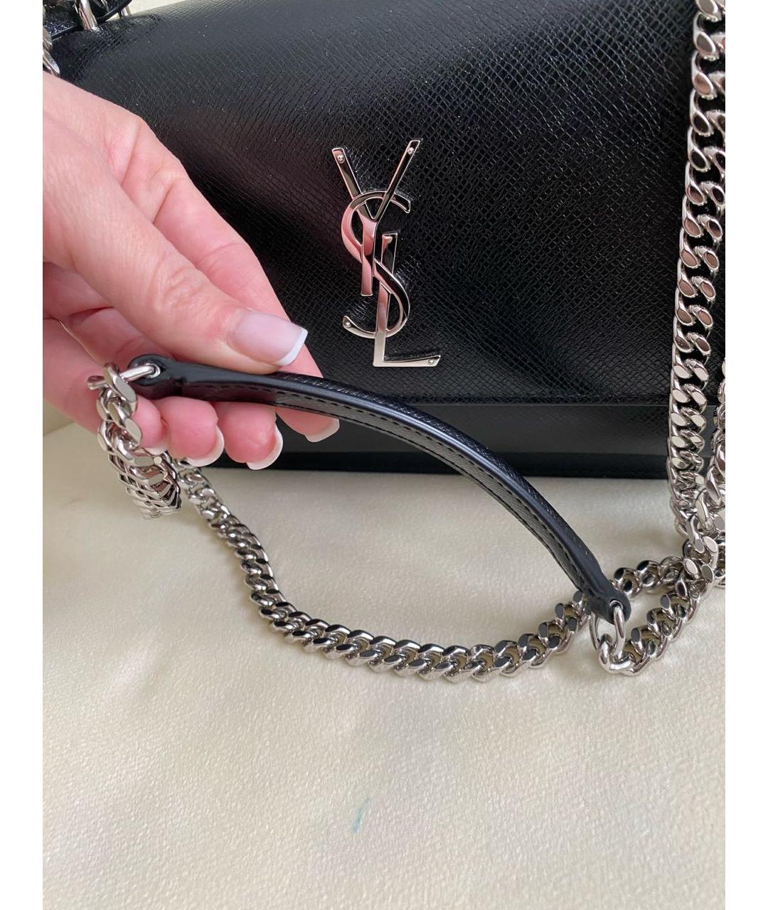 SAINT LAURENT Черная кожаная сумка через плечо, фото 7