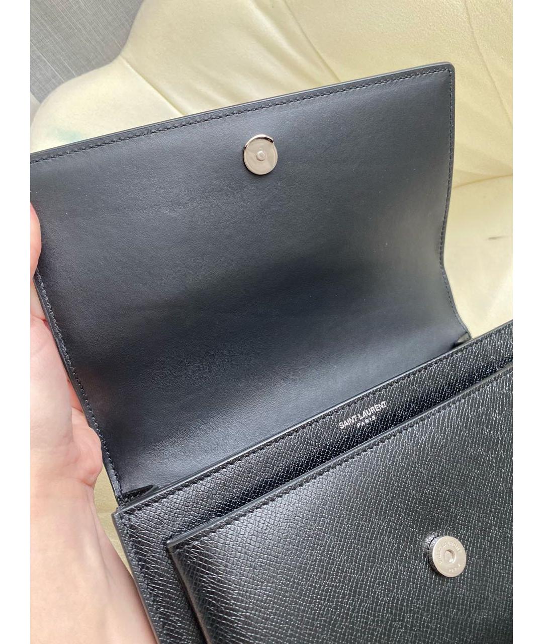 SAINT LAURENT Черная кожаная сумка через плечо, фото 3