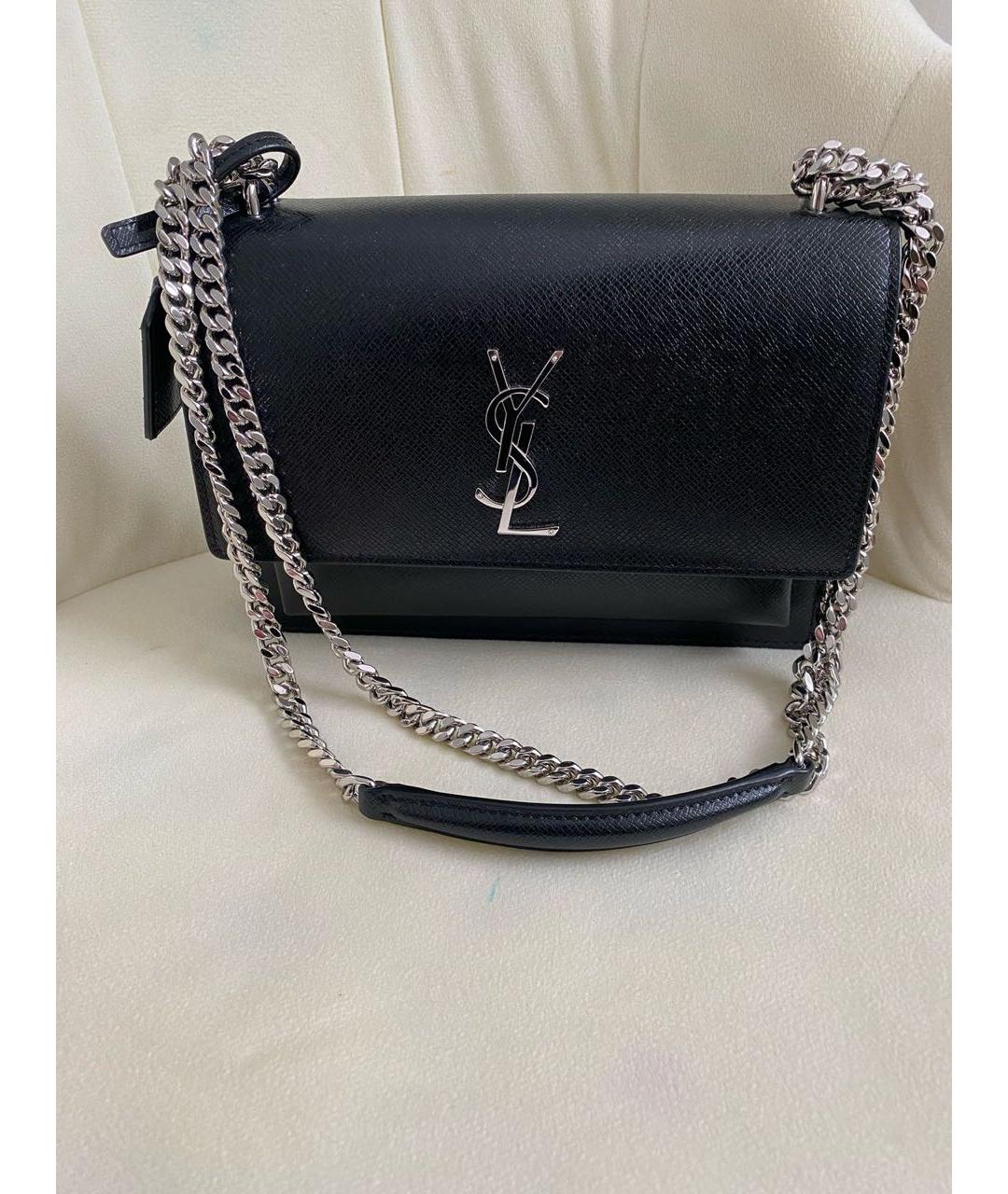 SAINT LAURENT Черная кожаная сумка через плечо, фото 9