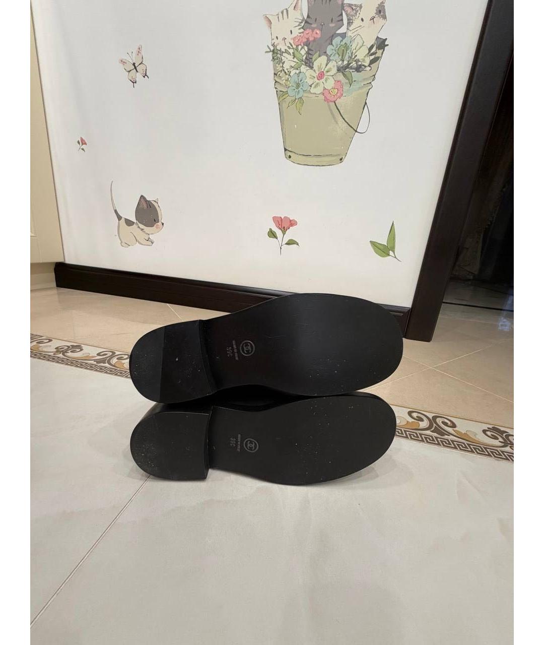 CHANEL Черные кожаные сапоги, фото 5