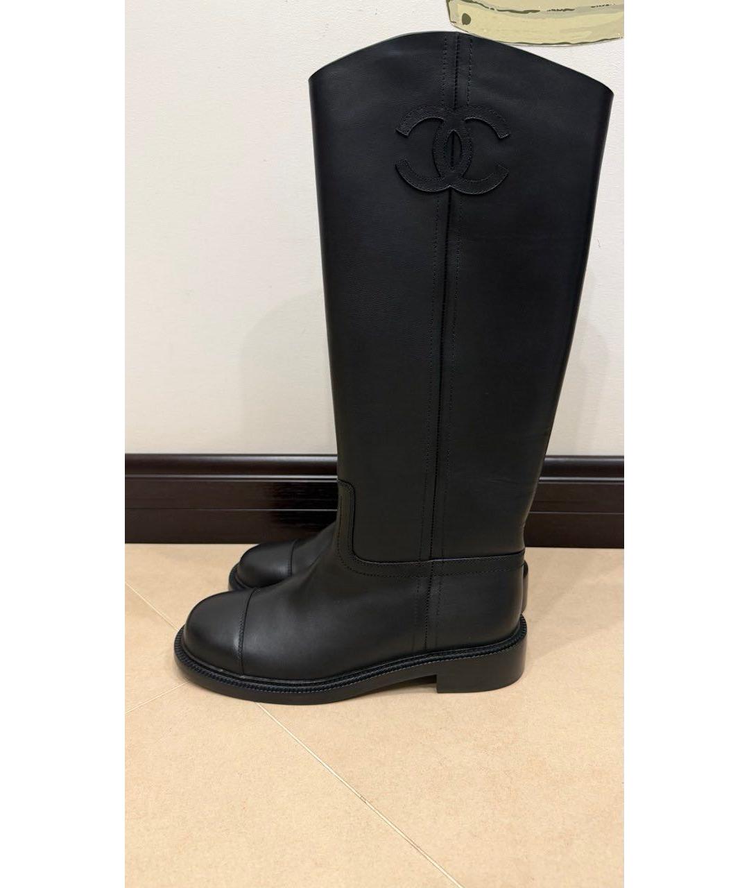 CHANEL Черные кожаные сапоги, фото 6