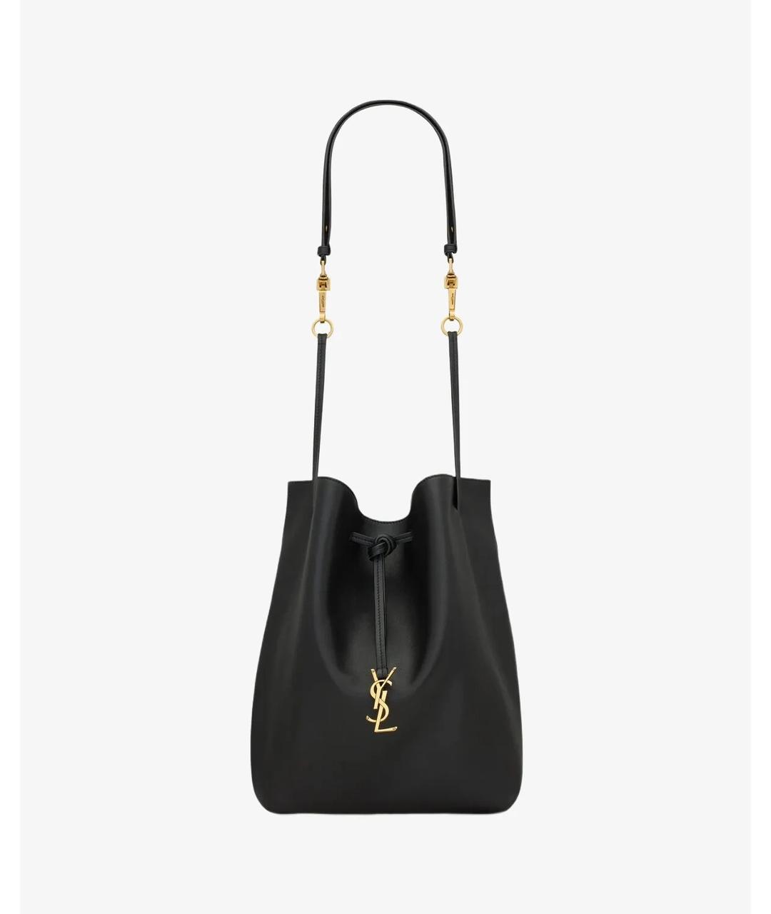 SAINT LAURENT Черная кожаная сумка тоут, фото 5