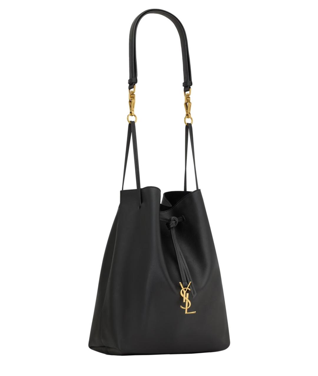 SAINT LAURENT Черная кожаная сумка тоут, фото 2