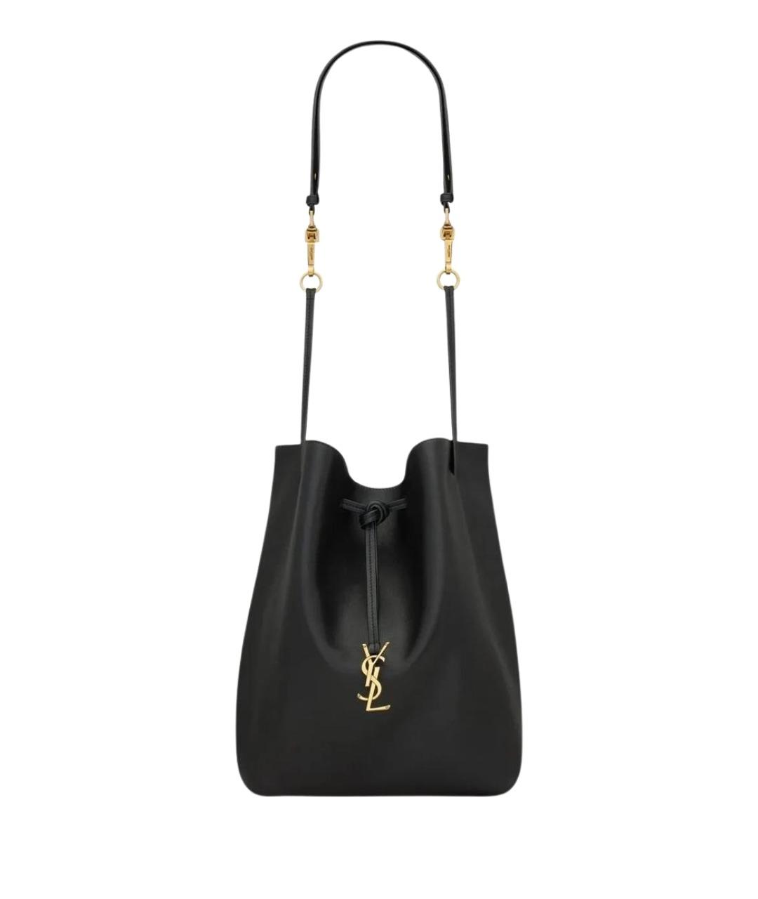 SAINT LAURENT Черная кожаная сумка тоут, фото 1