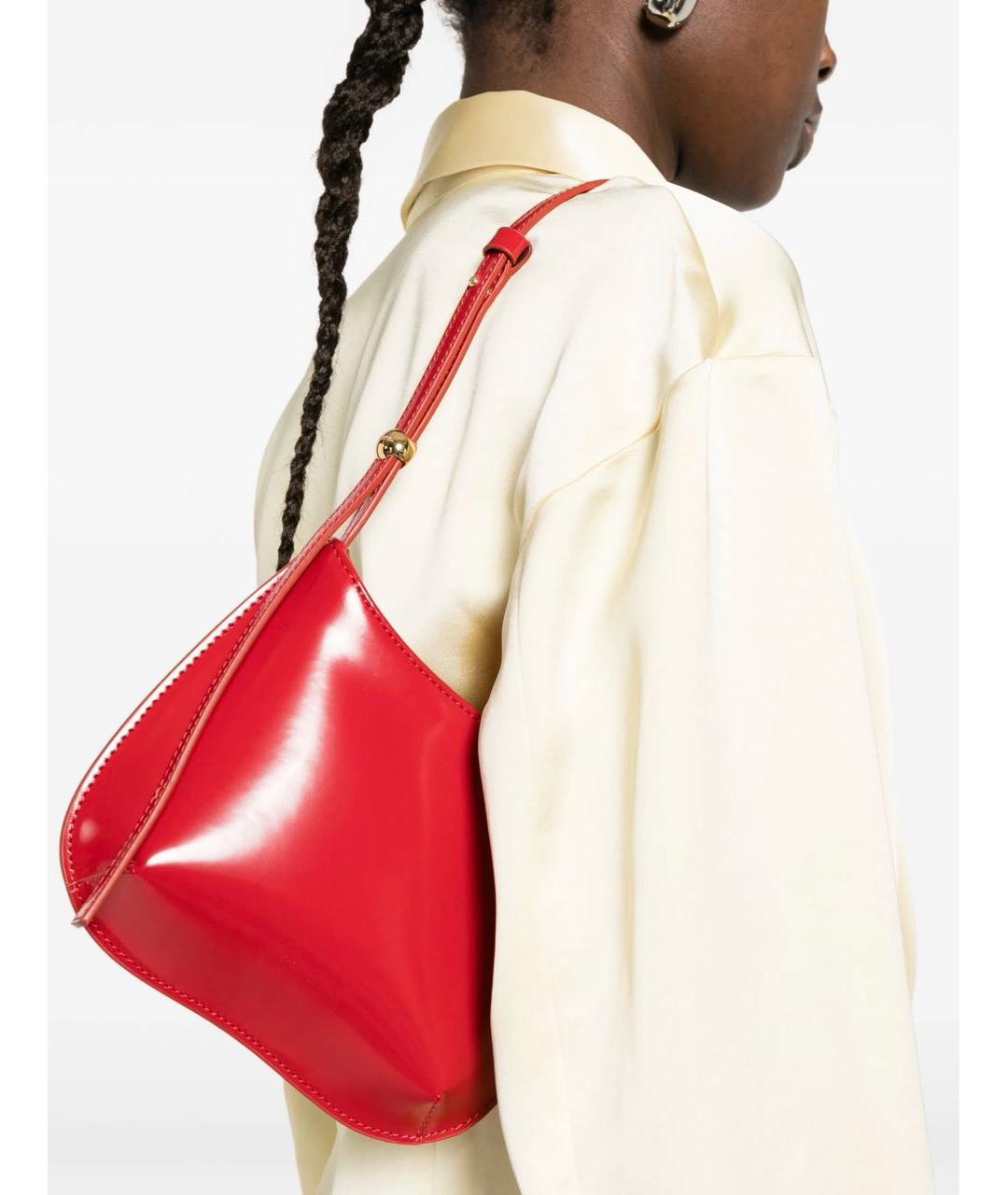 JACQUEMUS Красная сумка с короткими ручками из лакированной кожи, фото 2