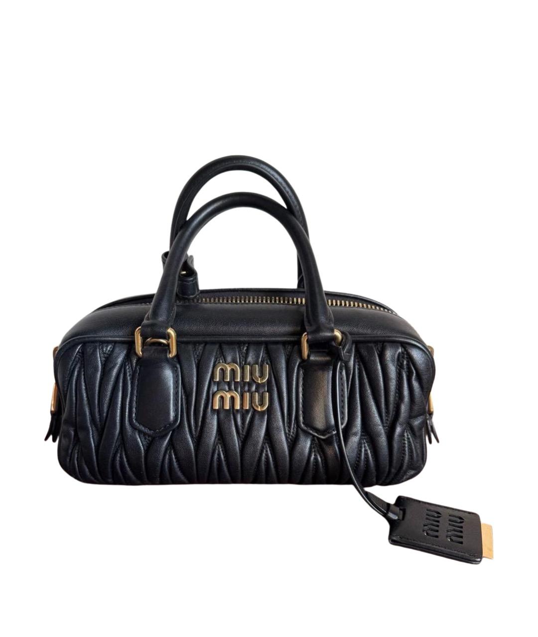 MIU MIU Черная кожаная сумка с короткими ручками, фото 1