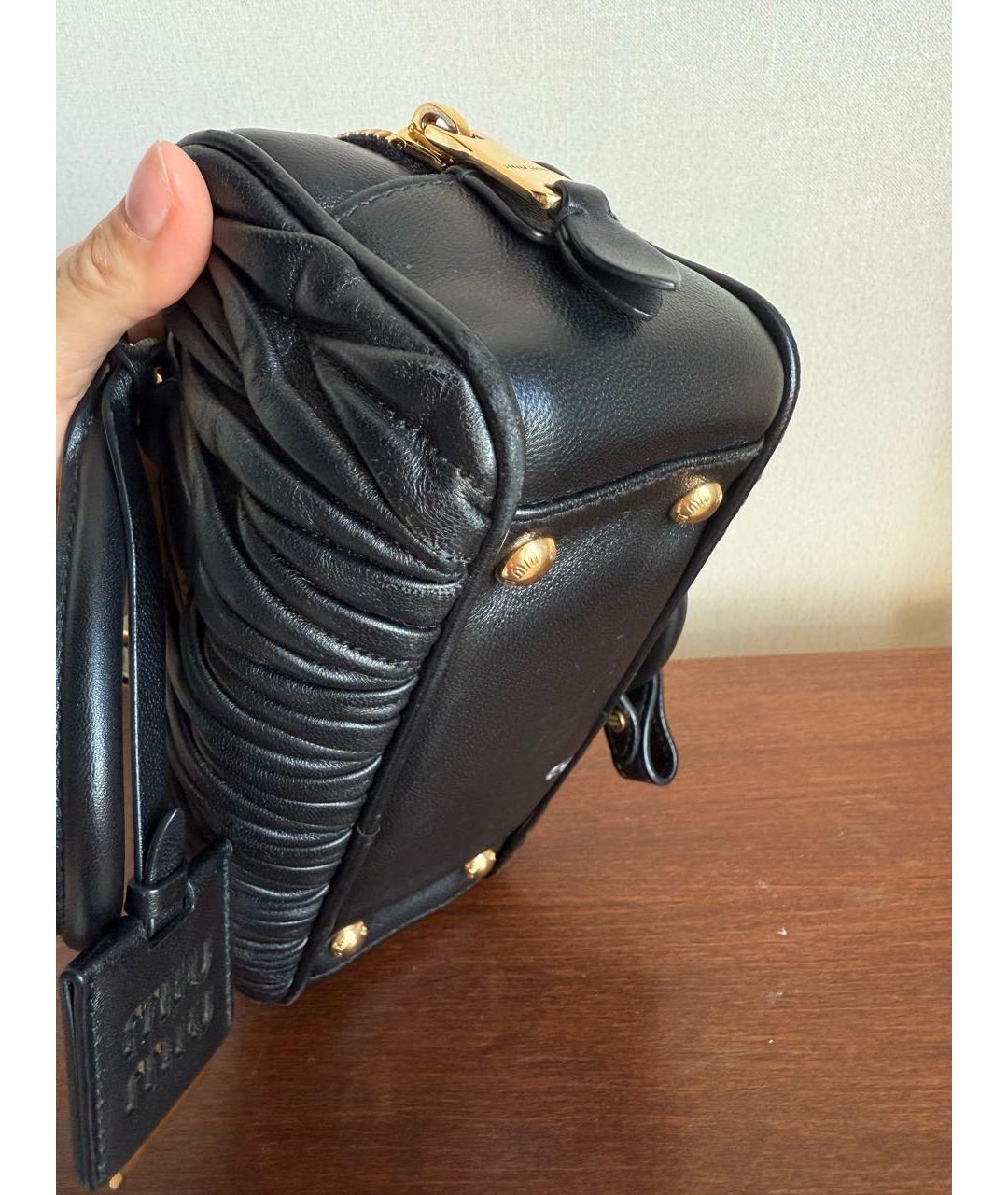 MIU MIU Черная кожаная сумка с короткими ручками, фото 8