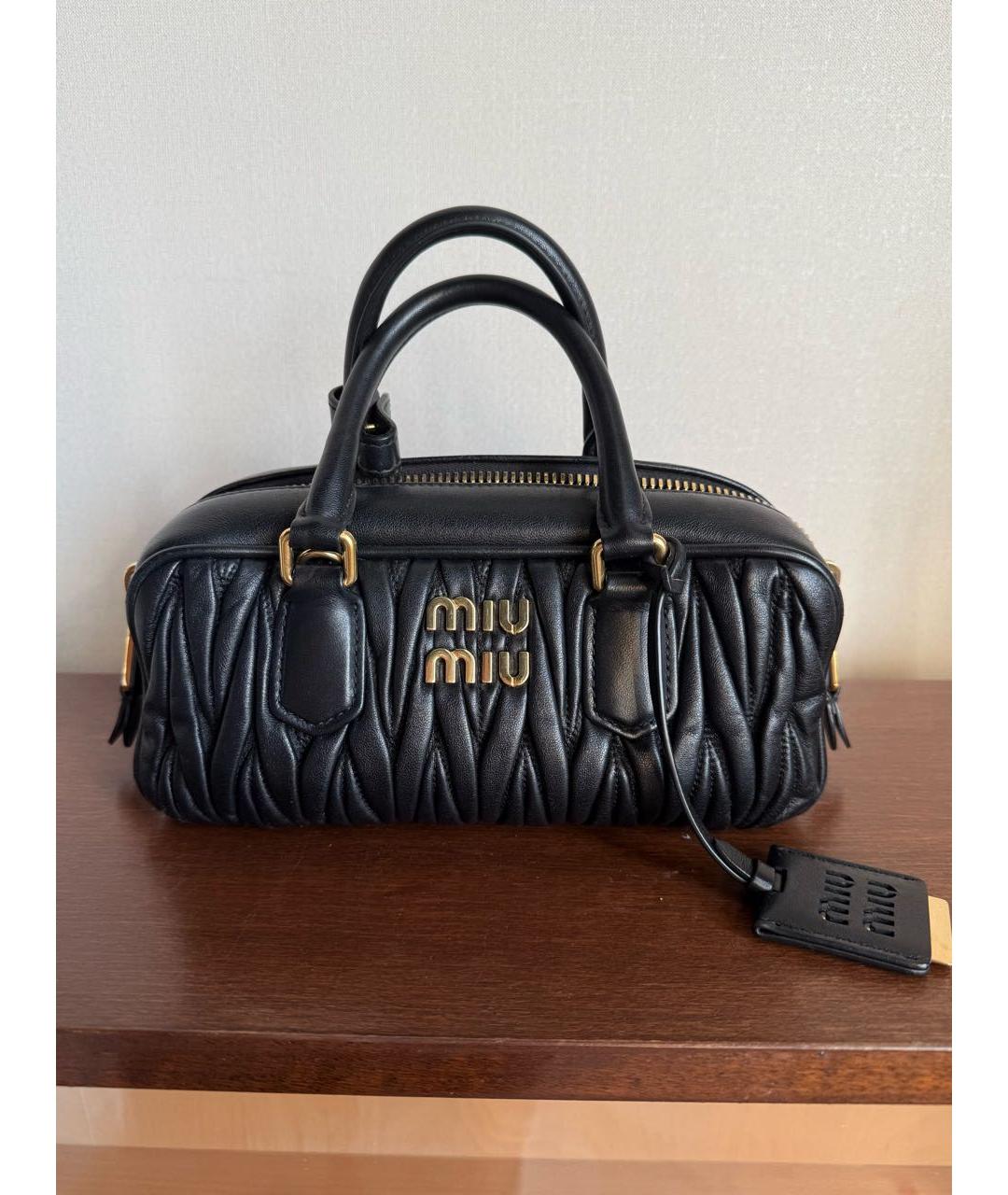 MIU MIU Черная кожаная сумка с короткими ручками, фото 9