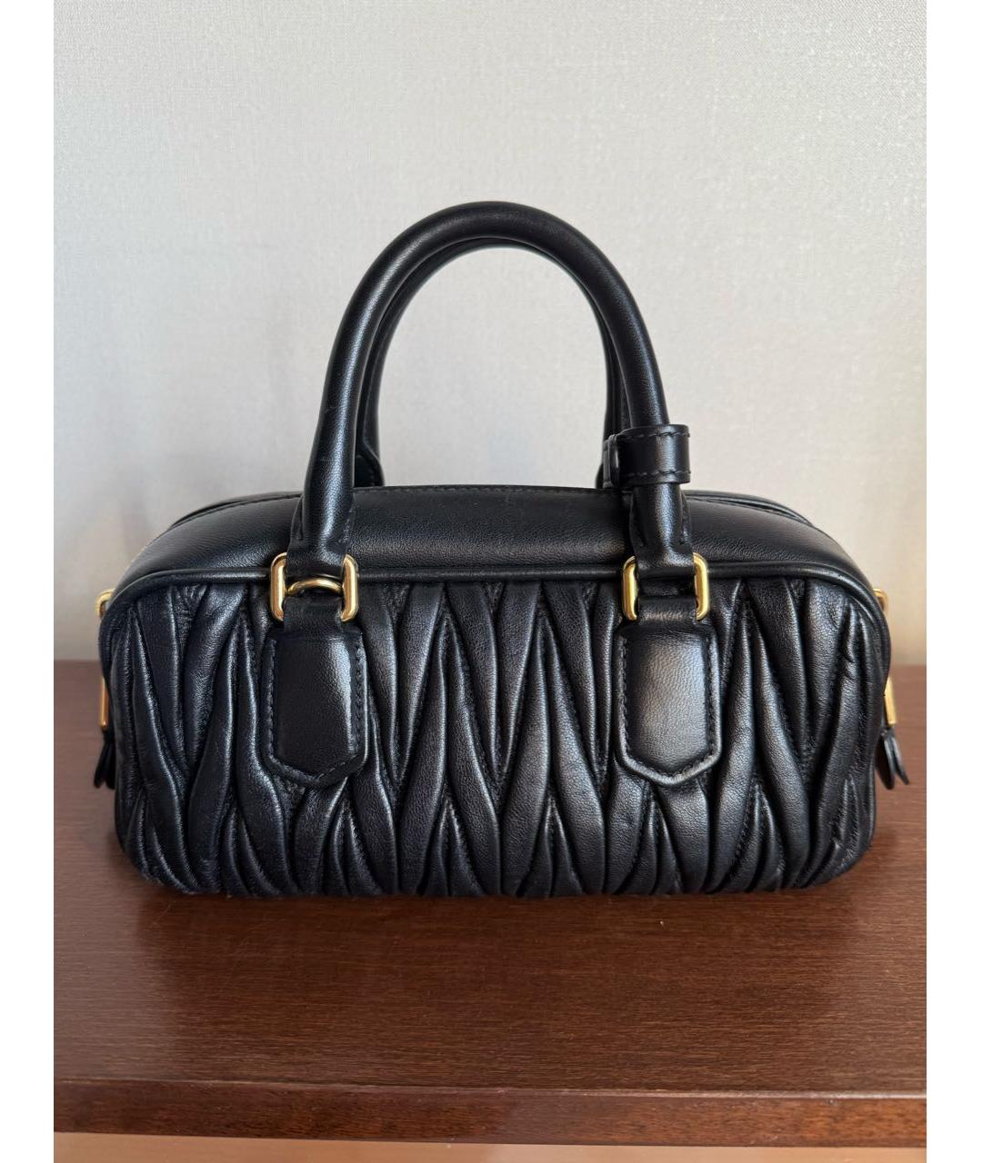 MIU MIU Черная кожаная сумка с короткими ручками, фото 3