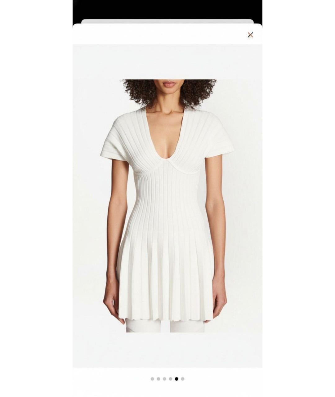 BALMAIN Белое вискозное коктейльное платье, фото 7